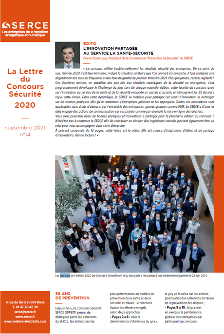 Palmarès et Lettre du Concours Sécurité SERCE OPPBTP 2020