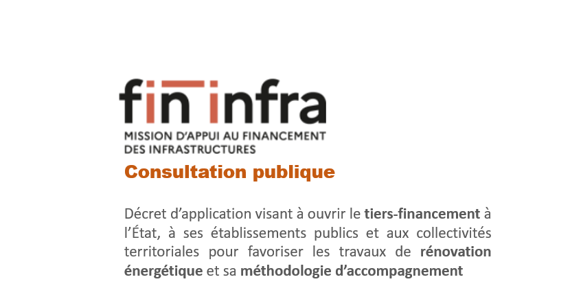 FIN Infra lance une consultation sur la mise en œuvre du tiers-financement pour la rénovation énergétique des bâtiments publics