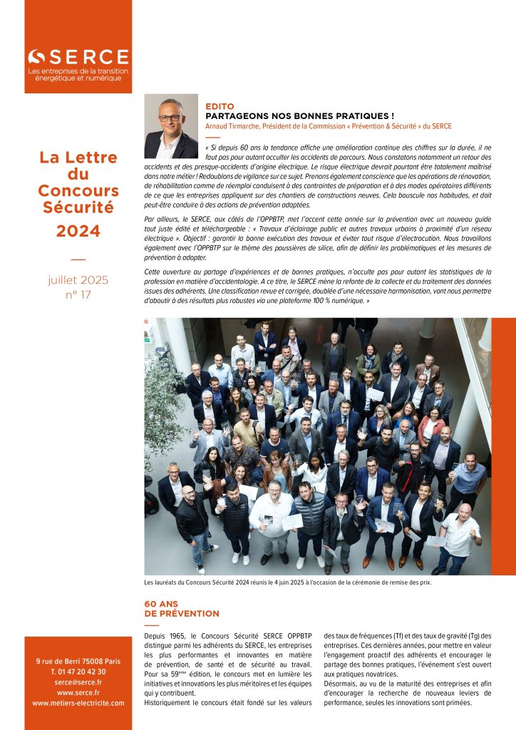 Lettre du Concours Sécurité SERCE OPPBTP 2024