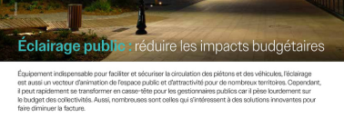 Document Éclairage public : réduire les impacts budgétaires