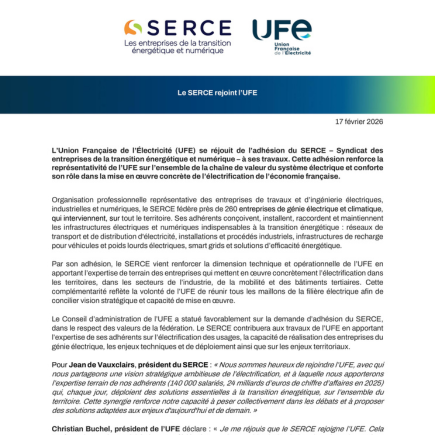 Le SERCE rejoint l’UFE