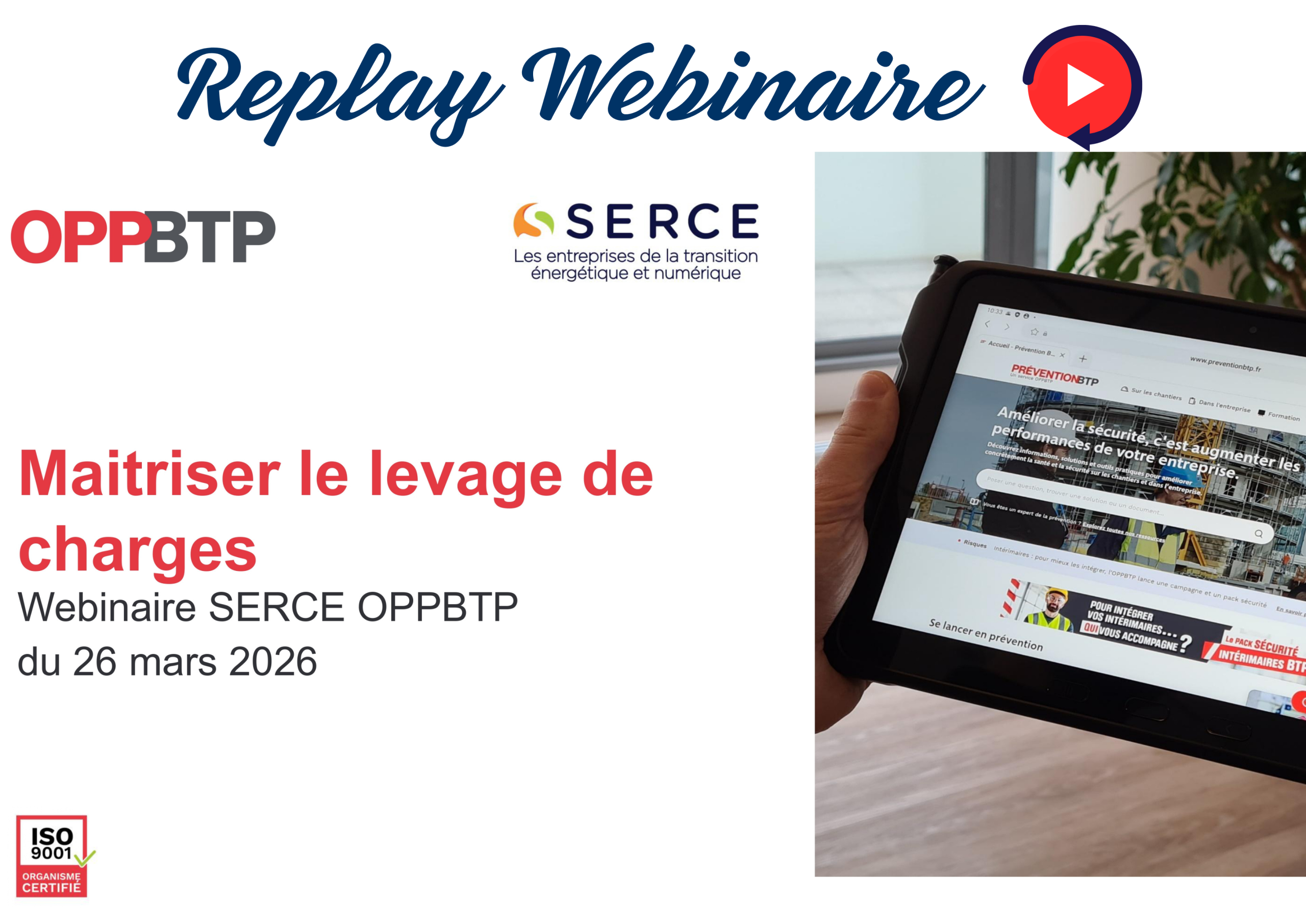 Document Replay & Support Webinaire : « Comment maîtriser le levage ? »